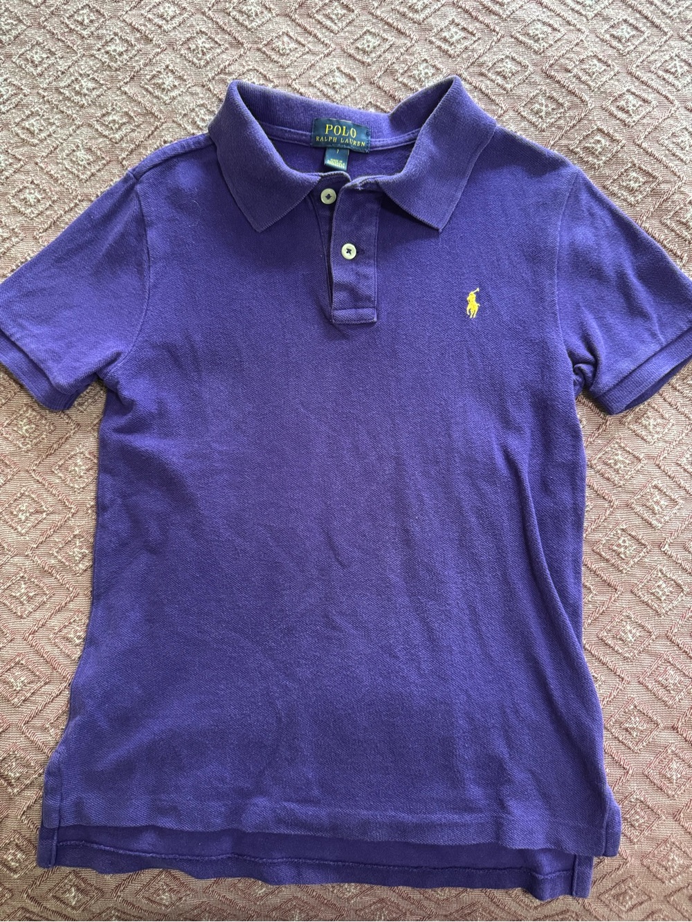 Polo by Ralph Lauren Kids Purple Short Sleeve Polo with Yellow Pony Size 7